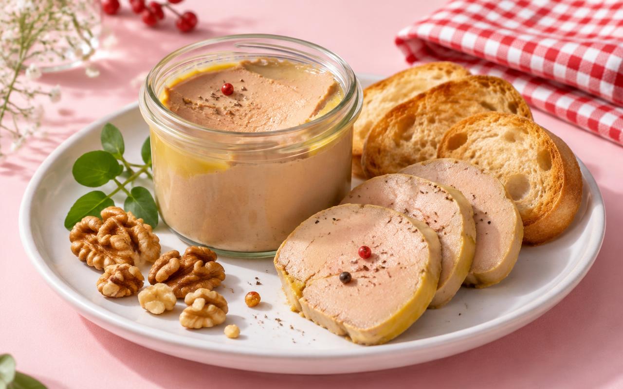 Tranches de foie gras sur pain grillé avec raisins